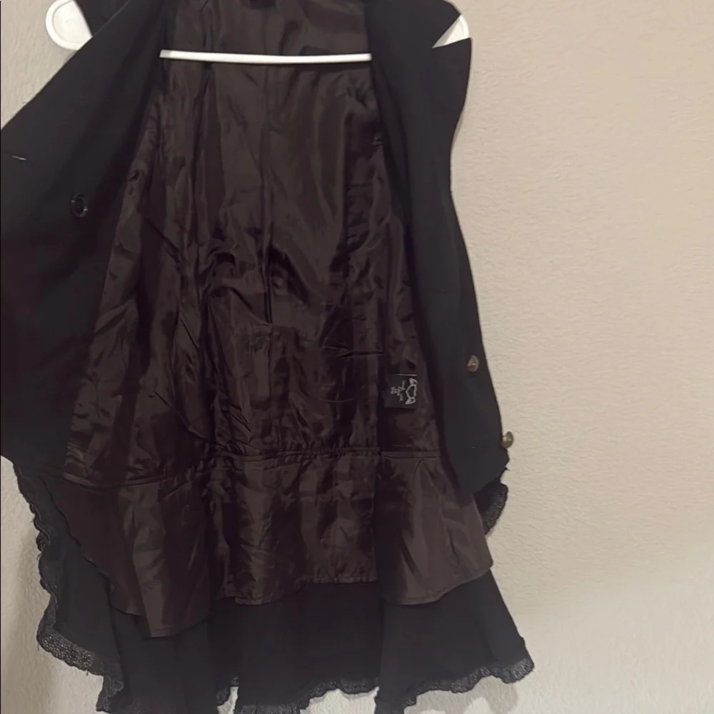 Spin doctor Black Ruffled Tiered Steampunk Blazer goth witchy Beatrice waistcoat - Picture 10 of 14